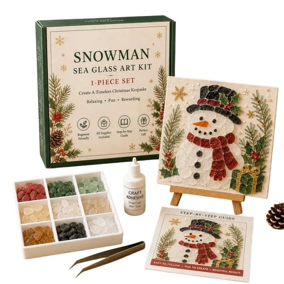 Christmas Sea Glass Mosaic Art Kit, DIY Sea Glass Art Kits for Adults, Multiple Designs Handmade Mosaic Art Kits for Tabletop, Home