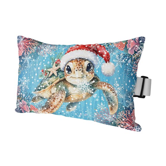 Christmas Sea Monster Starfish Coral Outdoor Pillow for Chaise Lounge Chair,Blue Ocean Waterproof Headrest Lumbar Pillows with Insert&Elastic Strap for Patio Pool Garden Chairs Decor,1 Pack
