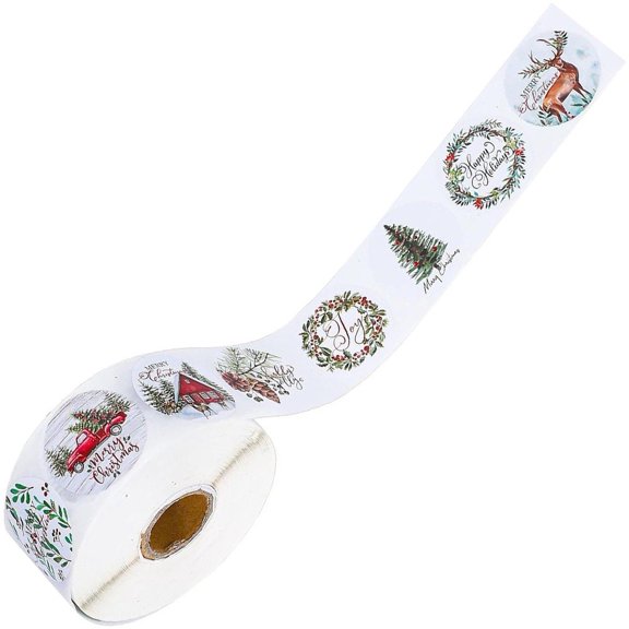 Christmas Sealing Stickers 500Pcs Christmas Round Self Adhesive Labels Stickers Gift Tag Sticker Decals for Cards Envelope