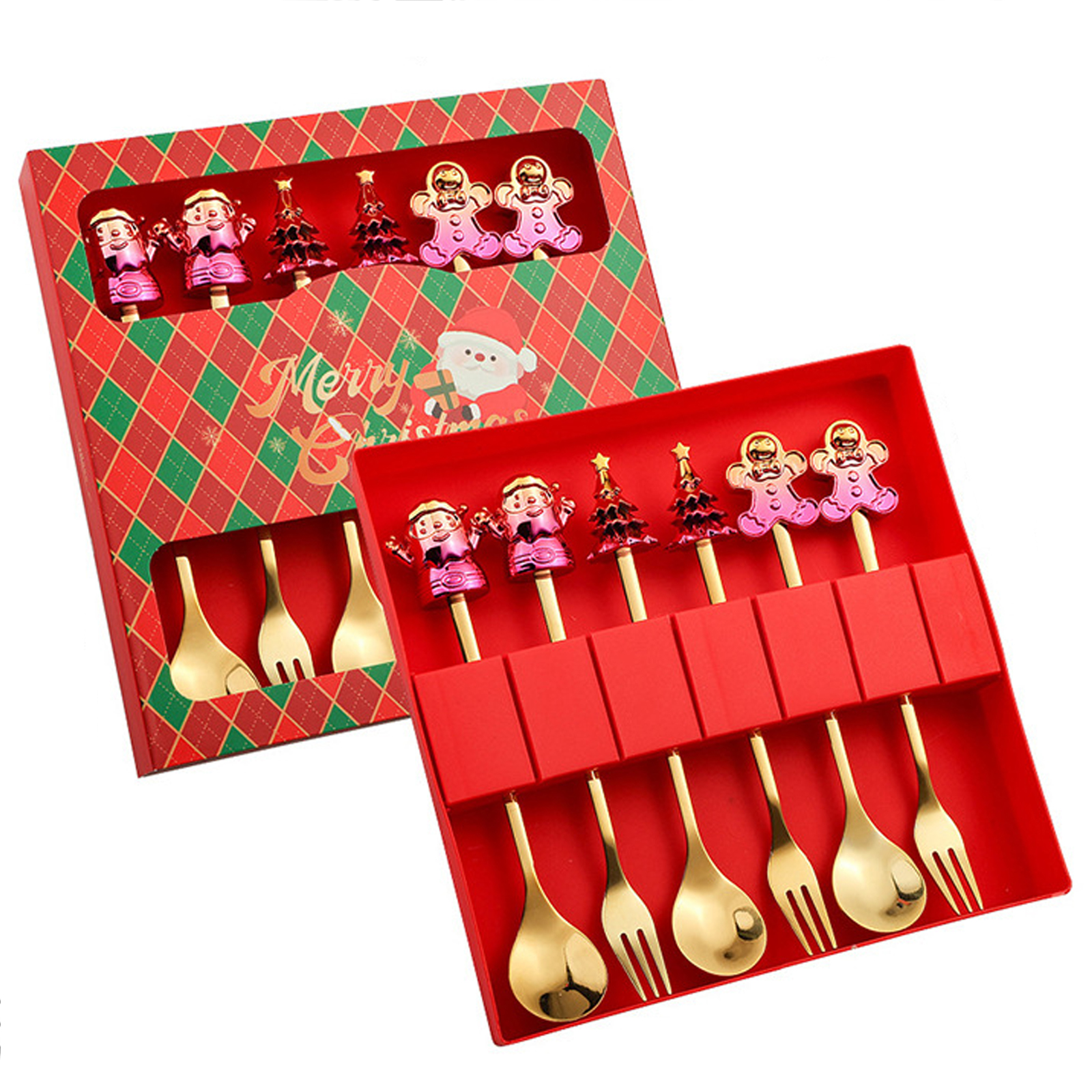 Christmas Seasonal Stainless Steel Mini Spoon Set;Elegant Gift Boxed