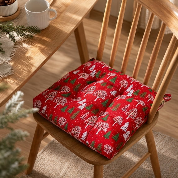 Christmas Seat Cushion with Non-Slip, Backing Fluffy Chair Seat Cushion Pad for Kitchen, Office, Dining