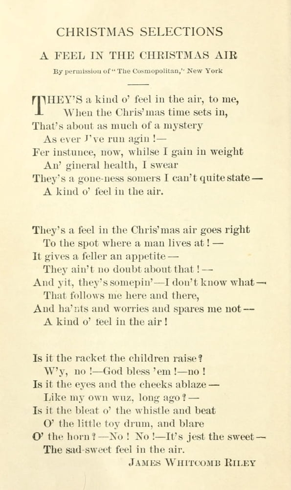 Christmas Selections 1906 A Feel in the Christmas Air Canvas Art - J Whitcomb-Riley (24 x 36)