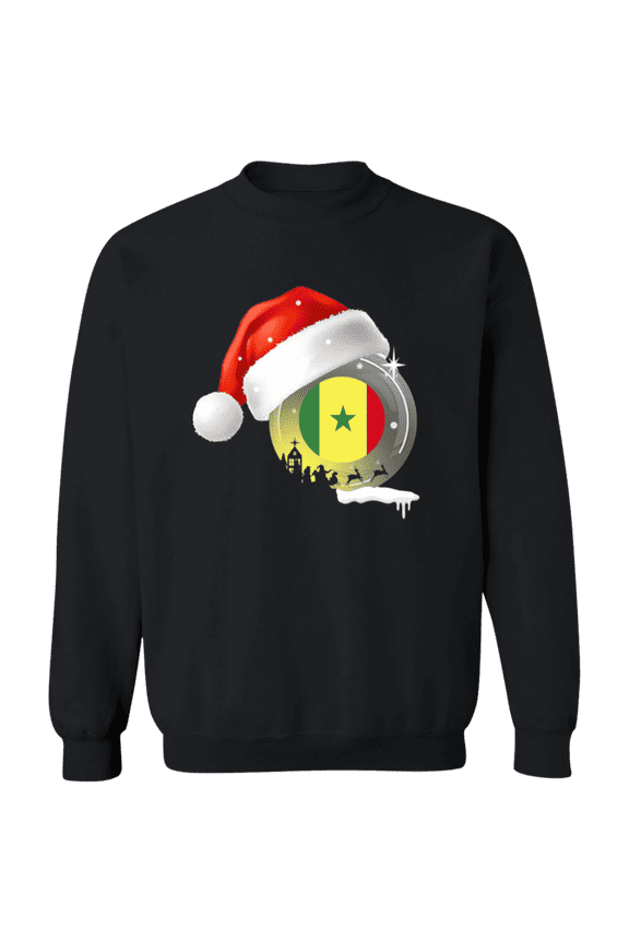 Christmas Senegal Flag With Santa Hat Senegalese Root Proud Souvenir Crewneck Pullover Sweatshirt
