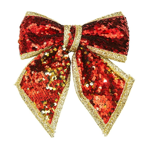 Christmas Sequin Bow, Glitter Decorative Bow Tie for Christmas Tree, Wreath, Door & Window Hanging, Holiday Party Décor