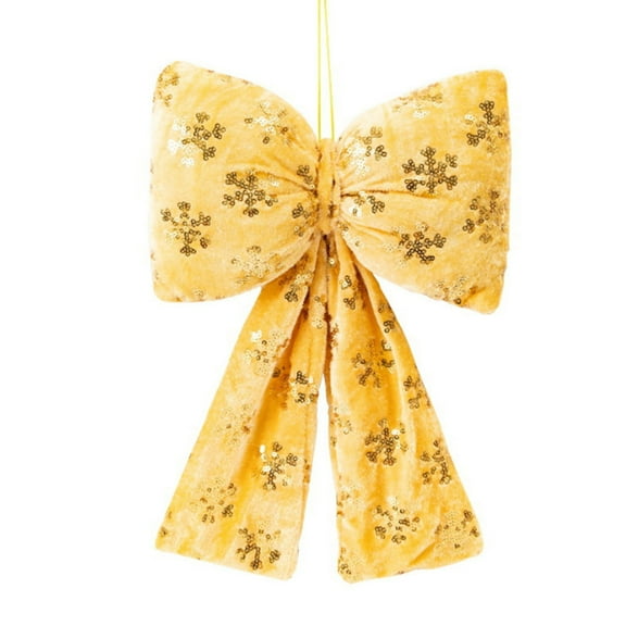 Christmas Sequin Bow Ornament – Large Glitter Snowflake Pendant for Tree Topper, Gift Wrapping & Holiday Decor