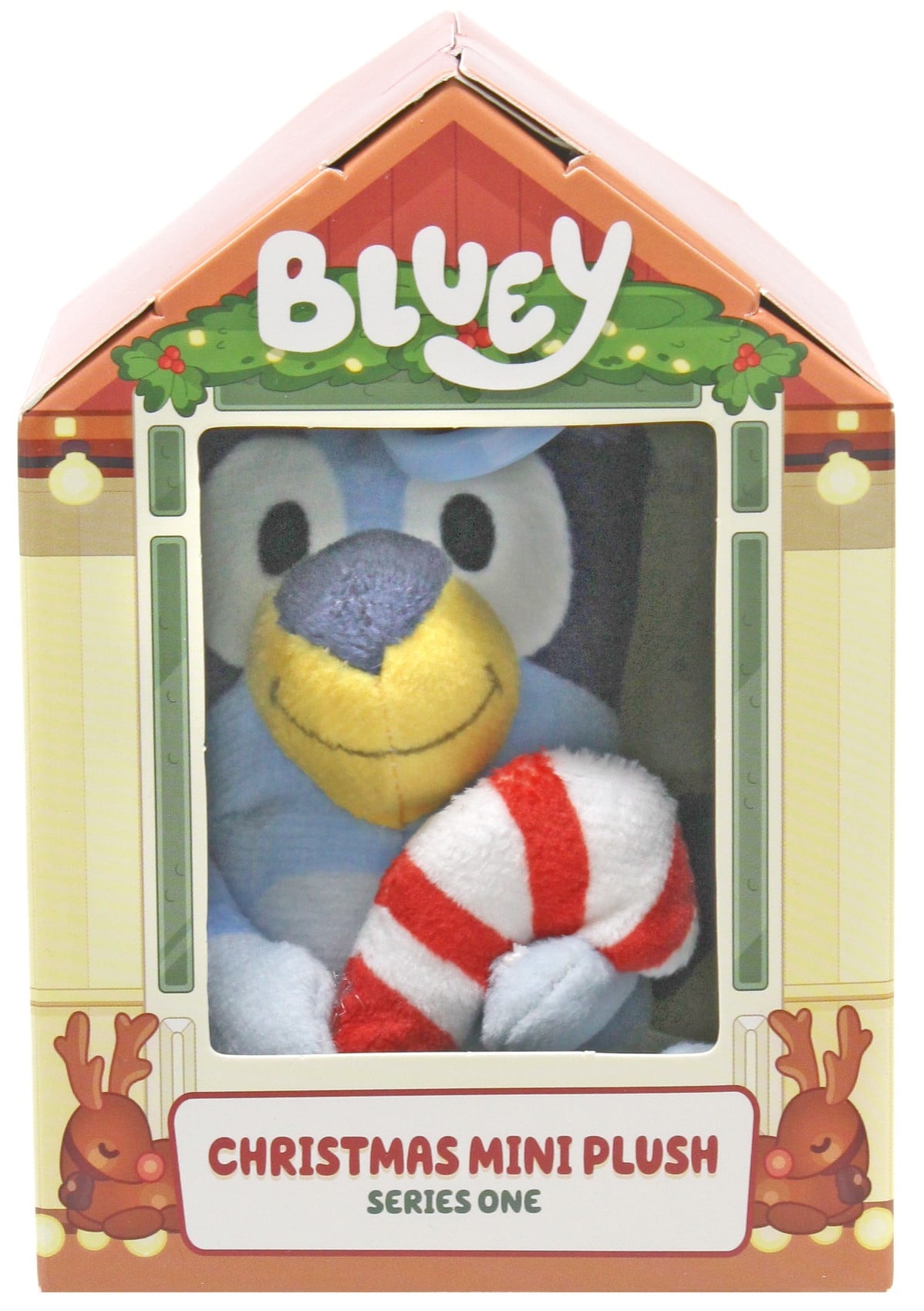 Christmas Series 1 Bluey with Candy Cane Mini Clip-On Plush