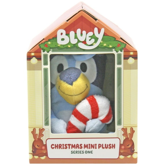 Christmas Series 1 Bluey with Candy Cane Mini Clip-On Plush