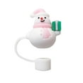 thumbnail image 1 of Christmas Series Silicone Straw Cap Cartoon Straw Cover Pink Santa, Snowman U0T0, 1 of 8