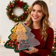 thumbnail image 1 of Christmas Serving Tray Cute Snowman Snowflake Tree Plastic Storage Container with Lid Xmas Platters Snack Serving Tray for Snack Green 5.9 In, 1 of 5