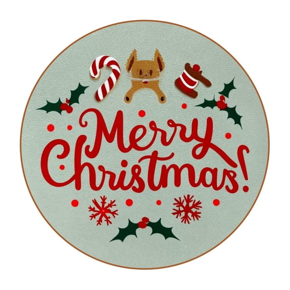 Christmas Set of 6 Round Coasters, Microfiber Leather Drink Coasters, 11x11 cm/4.3x4.3 in Square Coasters for Drinks, Heat Coasters for Home and Office Use
