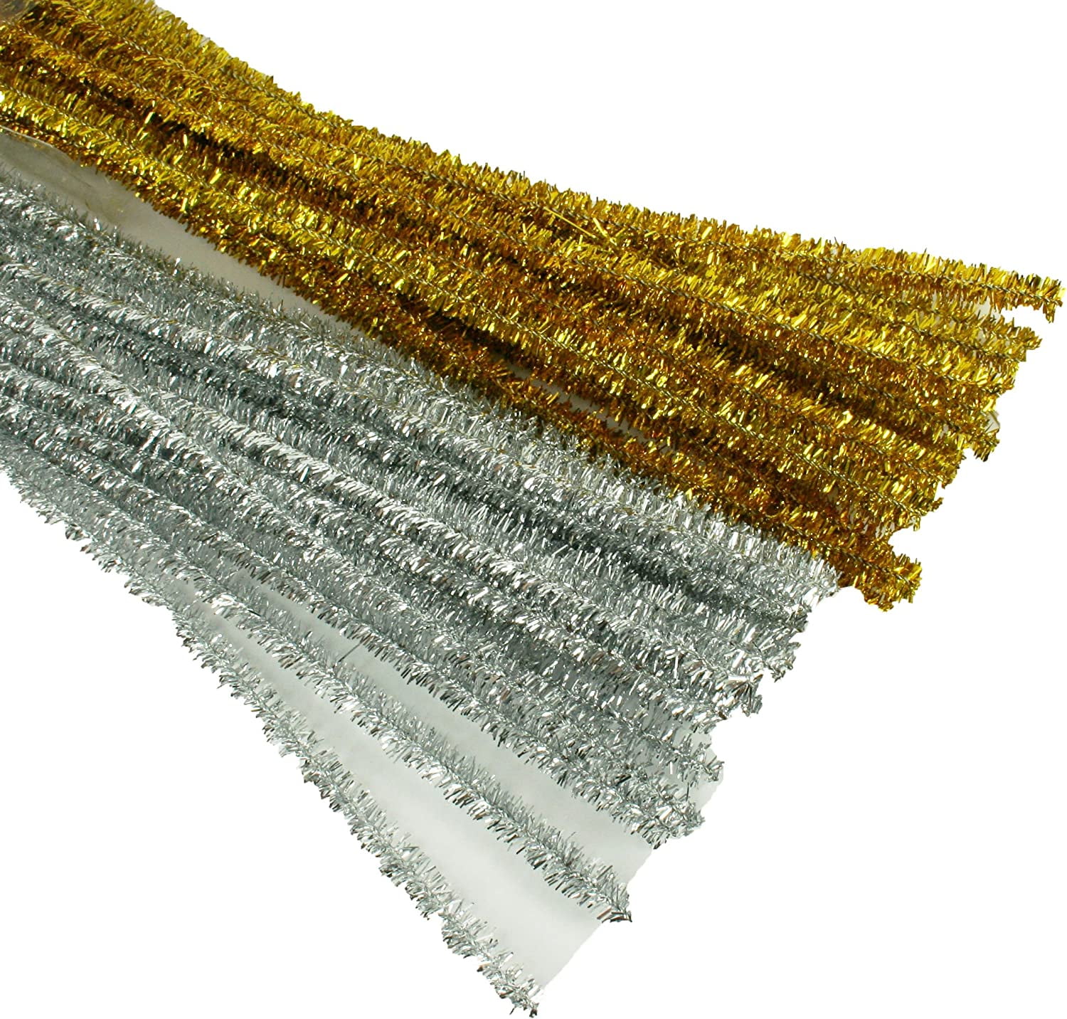 Pipe Cleaners Tinsel Multi Coloured Glitter Effect 100 Long Pack