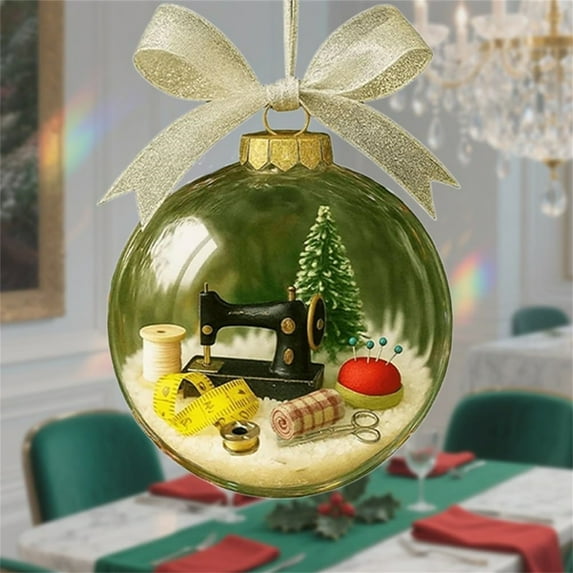 Christmas Sewing Snow Globe Ornament, Snow Globe Antique Sewing Machine Christmas Ornaments, Retro Sewing Machine-Themed Holiday Cozy Holiday Wishes for Quilters, Sewers