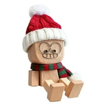 Christmas Shaking Wooden Man Figurine, Cute Figure That Sways with Santa Hat, Charming Wooden Figure That Sways Car Dashboard Decor