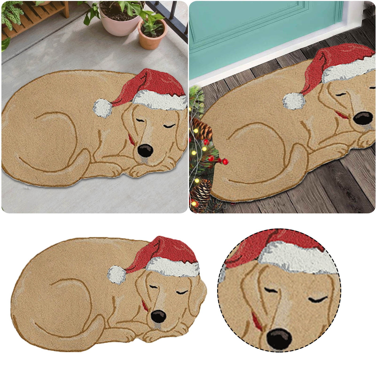 Christmas Shaped Lab Doormat Holiday Nap Khaki Lab Door Mat Christmas
