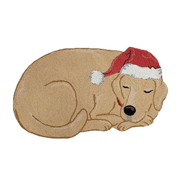 Christmas Shaped Lab Doormat Holiday Nap Khaki Lab Door Mat Christmas Rug Carpet Non Washable Welcome Door Mat Doormats for Indoor Outdoor Entrance Imitation Living Room
