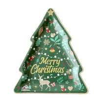 Christmas Shaped Paper Plates 10-Pack, Disposable Party Tableware with Santa, Reindeer, and Tree Designs, Holiday Dinner Plates for Christmas Parties and Decorations