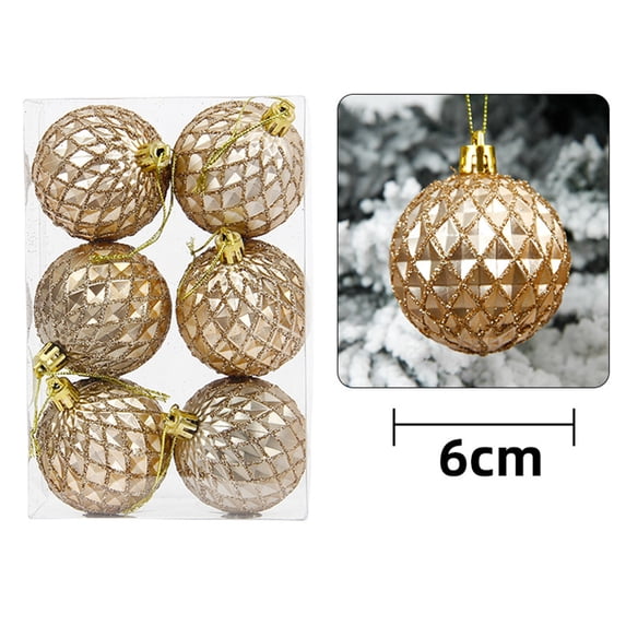 Christmas Shatterproof Ball Ornaments, 6-Pack Hanging Tree Decor, Holiday Party Accent, Adds Festive Sparkle and Safe for Kids for Christmas Trees, Wreath Displays, and Wedding Decor