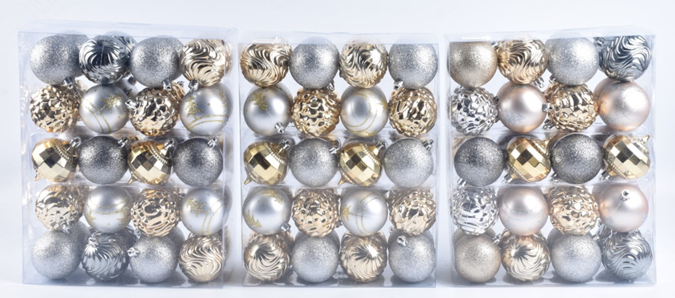 Christmas Shatterproof Ornaments 40 Count 60mm Ball Ornaments Gold