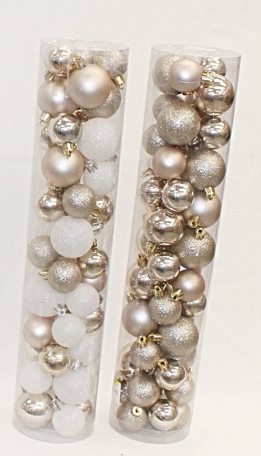 Christmas Shatterproof Ornaments 45 Count 50/40mm Ball Ornaments Champagne And White
