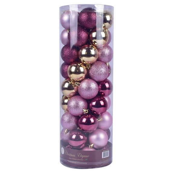 Christmas Shatterproof Ornaments 45 Count 60mm Ball Ornaments Berry, Gold, Pink And White