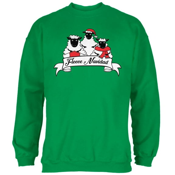 Christmas Sheep Feliz Fleece Navidad Mens Sweatshirt Irish Green MD