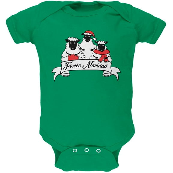 Christmas Sheep Feliz Fleece Navidad Soft Baby One Piece Kelly Green 6 Month