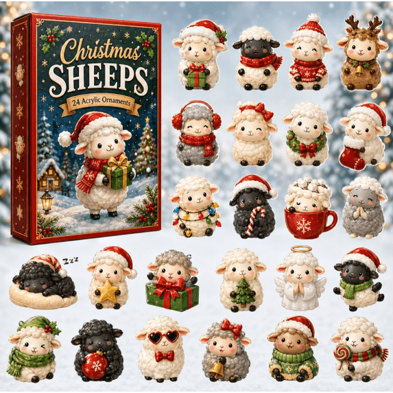 Christmas Sheeps Advent Calendar 2026 , 24-Day Festive Countdown, 2D Acrylic Charms Blind Box - Gift For Family Members
