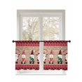 thumbnail image 1 of Christmas Sheer Curtains 45 Inch Long 2 Panels, Red Santa Claus Xmas Gnome Snowflakes Wood Grain Light Filtering Rod Pocket Semi Sheer Curtains, Sheer Voile Drapes for Living Room Bedroom, 52"x45", 1 of 5