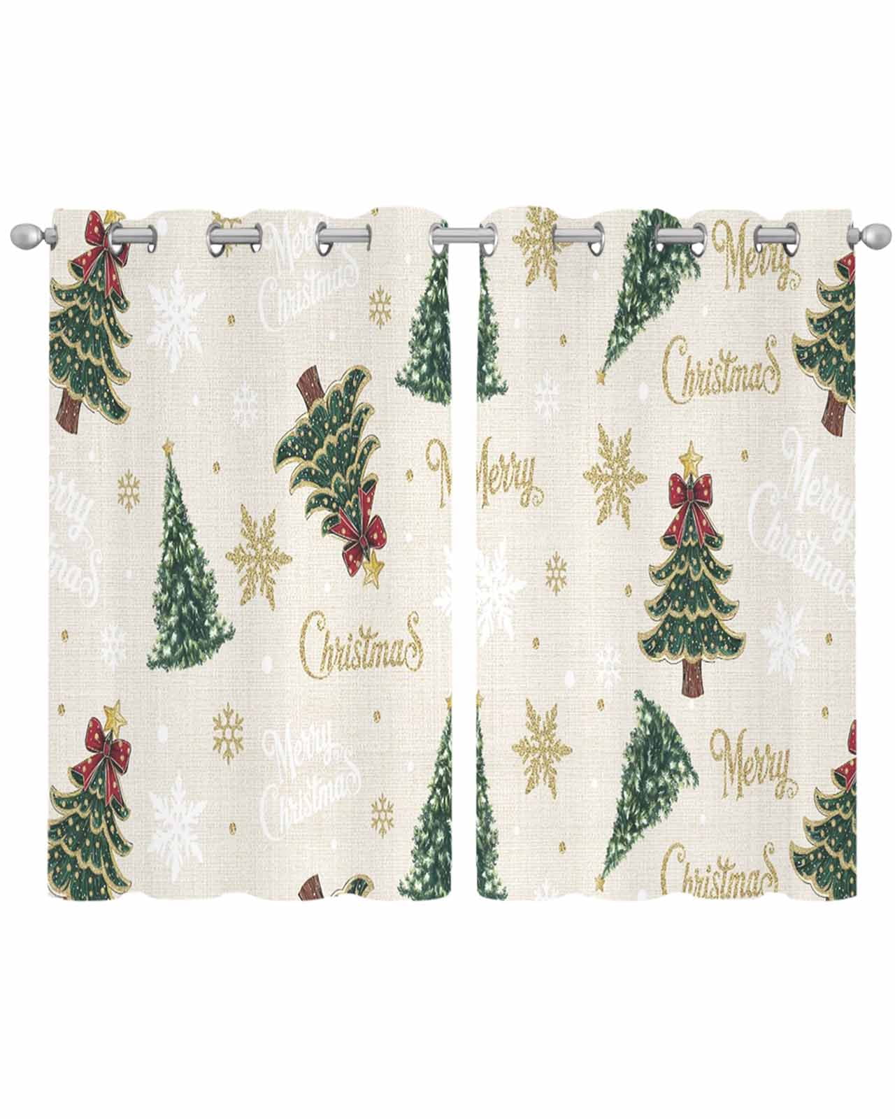 Christmas Sheer Curtains 54 Inch Length 2 Panels Set for Living Room ...