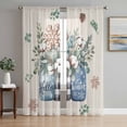 thumbnail image 1 of Christmas Sheer Curtains 84 Inch Length 2 Panels Set Window Treatments, Retro Snowflakes Floral Eucalyptus Leaves Rod Pocket Semi Curtains for Living Room/Bedroom/Kitchen Décor, 104"W x 84"L, 1 of 7
