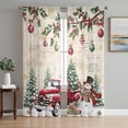 thumbnail image 1 of Christmas Sheer Curtains 84 Inch Length 2 Panels Set Window Treatments, Xmas Snowman Truck Snowflake Tree Balls Vintage Rod Pocket Semi Curtains for Living Room/Bedroom/Kitchen Décor, 104"W x 84"L, 1 of 7