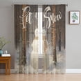 thumbnail image 1 of Christmas, Sheer Curtains 84 Inches Long 2 Panels Set, Window Sheer Curtains for Living Room/Bedroom, Forest Snowman Winter Tree Light Filtering Rod Pocket Curtain 52'' x 84'' x 2, 1 of 7