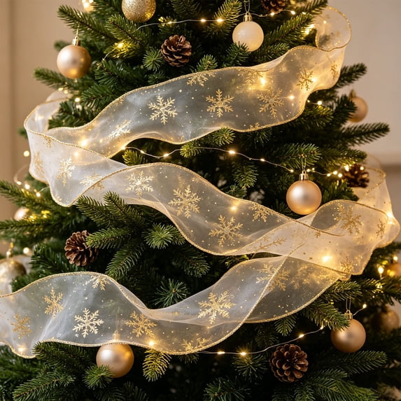 Christmas Sheer Organza Ribbon, 359.8in Gift Wrapping Ribbon, Christmas Decoration for Bouquet, Wedding