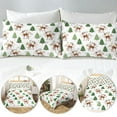 thumbnail image 1 of Christmas Sheet Set Queen Size 3 Pieces Reindeer Green Christmas Tree Fitted Sheet Deep Pocket Soft Microfiber Bed Sheets and Pillowcase for Winter, 1 of 5
