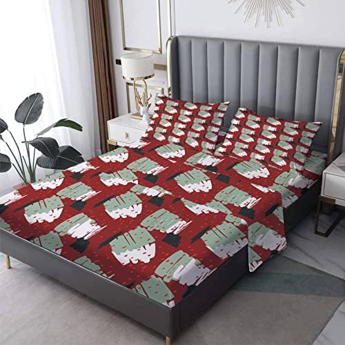 Christmas Sheets King Size Abstract Merry Christmas Printed Bedding