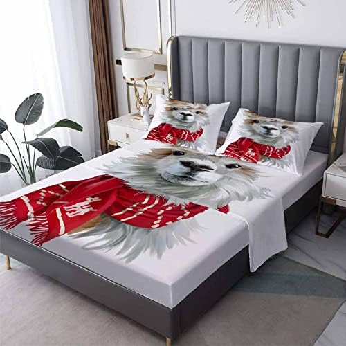 Christmas Sheets King Size Bunny Snowflake Printed Bedding Set 4