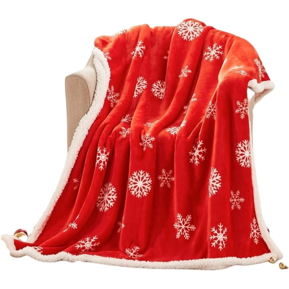 Christmas Sherpa Throw Blanket ,Christmas Decoration Gift, Fleece, Plush, Warm, Cozy Reversible Microfiber Holiday Blanket White Reindeer