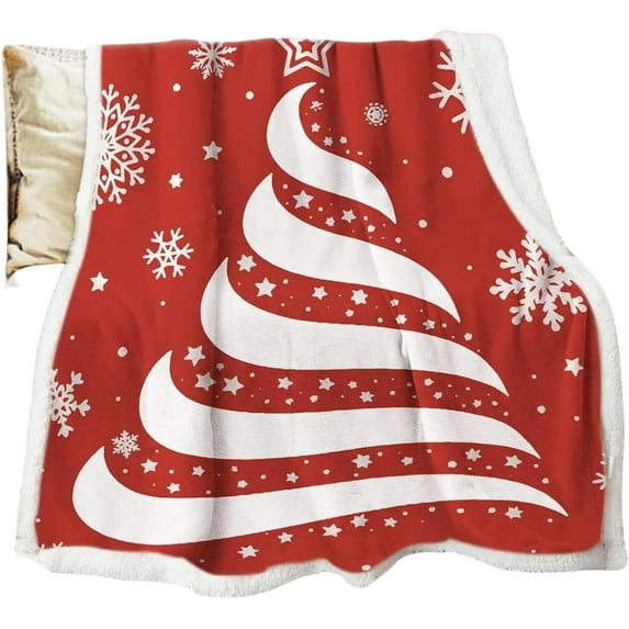 Christmas Sherpa Throw Blanket ,Christmas Decoration Gift, Fleece, Plush, Warm, Cozy Reversible Microfiber Holiday Blanket White Reindeer