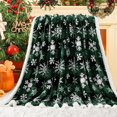 thumbnail image 1 of Christmas Sherpa Throw Blanket Super Soft Flannel Fleece Blanket for Bed Sofa Couch Thick Winter Holiday Warm Cozy Christmas Decorative Blanket 50''''x60'''', Green Snowflake, 1 of 8