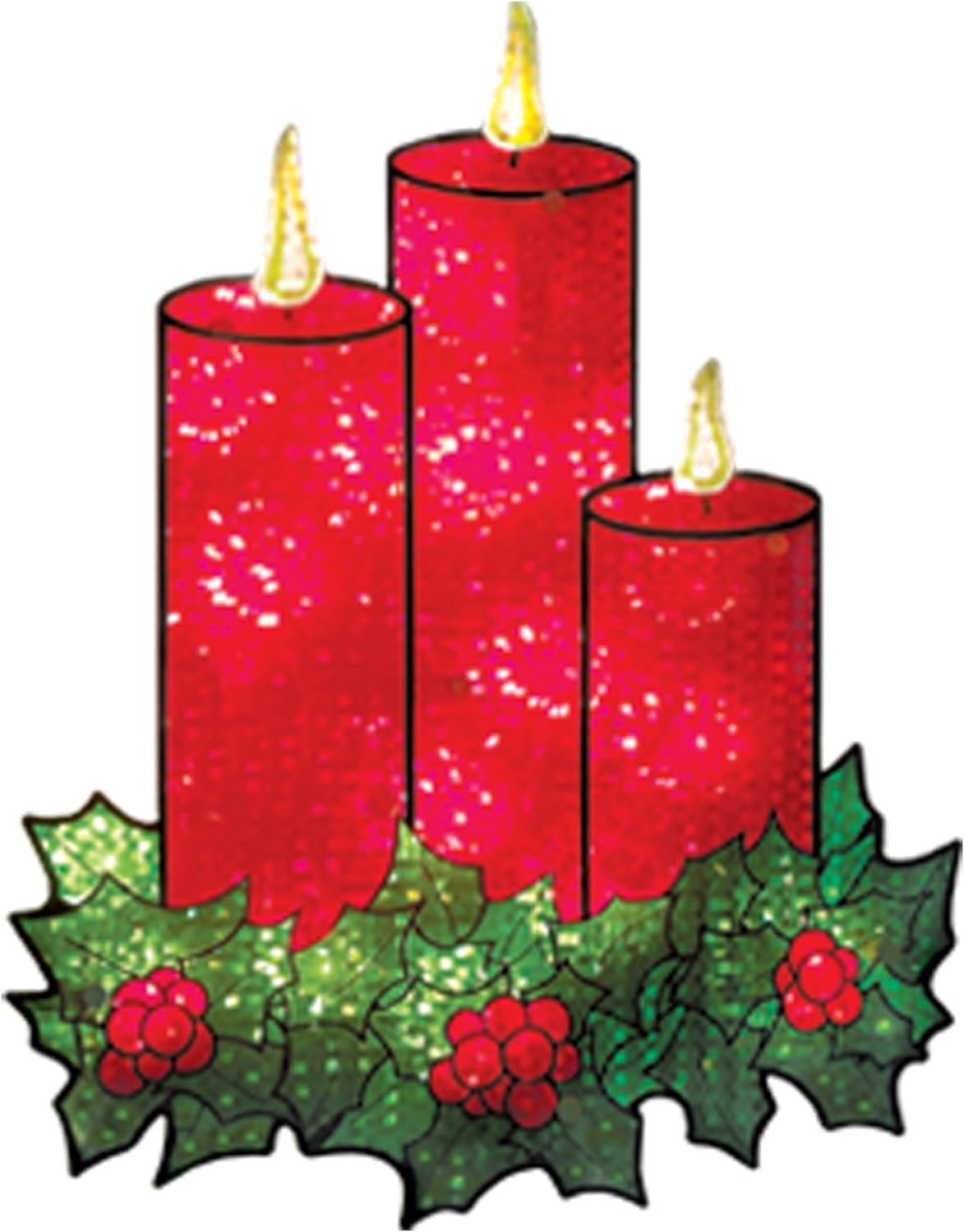 Christmas Shimmer Lighted Window Decoration, Candles