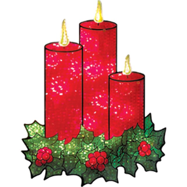 Christmas Shimmer Lighted Window Decoration, Candles