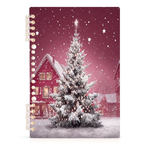 Christmas Shining Tree Notebook College Horizontal Grid Paper Ink Spill ...