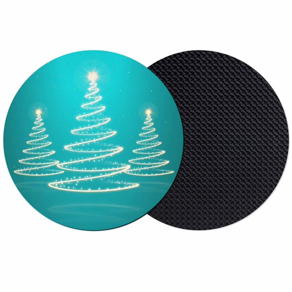 Christmas Shinny Tree Coasters Set of 2, Absorbent Coasters for Drinks, Xmas Light Stars Abstract Turquoise Coaster for Desk Coffee Table Protection, Home Decor House Warming Gifts 4"