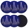 thumbnail image 1 of Christmas Shinny Tree Coasters Set of 6, Absorbent Coasters for Drinks, Xmas Light Stars Abstract Blue Coaster for Desk Coffee Table Protection, Home Decor House Warming Gifts 4", 1 of 8
