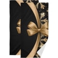 thumbnail image 1 of Christmas Shiny Golden Snowflakes Hand Towels 2 PCS, Black Background Kitchen Towel Ultra Soft and Highly Absorbent,Decorative Fingertip Face Towel for Bathroom Hotel, 28.3"x 14.4", 1 of 5