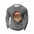 thumbnail image 1 of Christmas Shirt for Men Long Sleeve Crewneck Santa Printed Pullover Elasticity Tops Gray 3XL, 1 of 4
