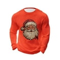 thumbnail image 1 of Christmas Shirt for Men Long Sleeve Crewneck Santa Printed Pullover Elasticity Tops Orange L, 1 of 4