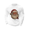 thumbnail image 1 of Christmas Shirt for Men Long Sleeve Crewneck Santa Printed Pullover Elasticity Tops White S, 1 of 4