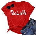 thumbnail image 1 of Christmas Shirt for Women Christmas Tree Graphic T-Shirts Believe Letter Print Tees Holiday Tops, 1 of 6