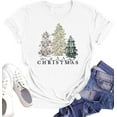 thumbnail image 1 of Christmas Shirt for Women Christmas Tree Graphic T-Shirts Believe Letter Print Tees Holiday Tops, 1 of 7